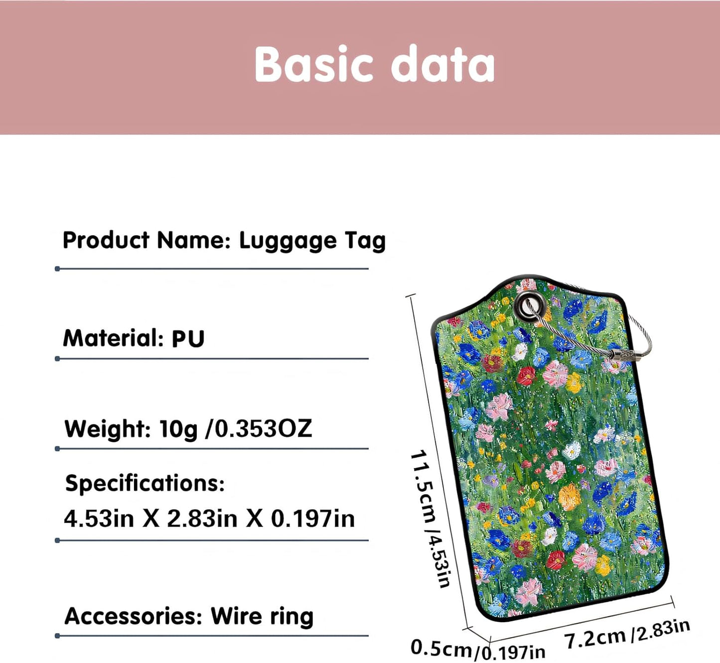 Luggage Tags for Suitcases, 2-Pack PU Leather for Cruise & Travel, Baggage ID Tags with Privacy Cover & Address Card, Durable Metal Ring, Kids Adults Travel Accessories, Impressionist Meadow