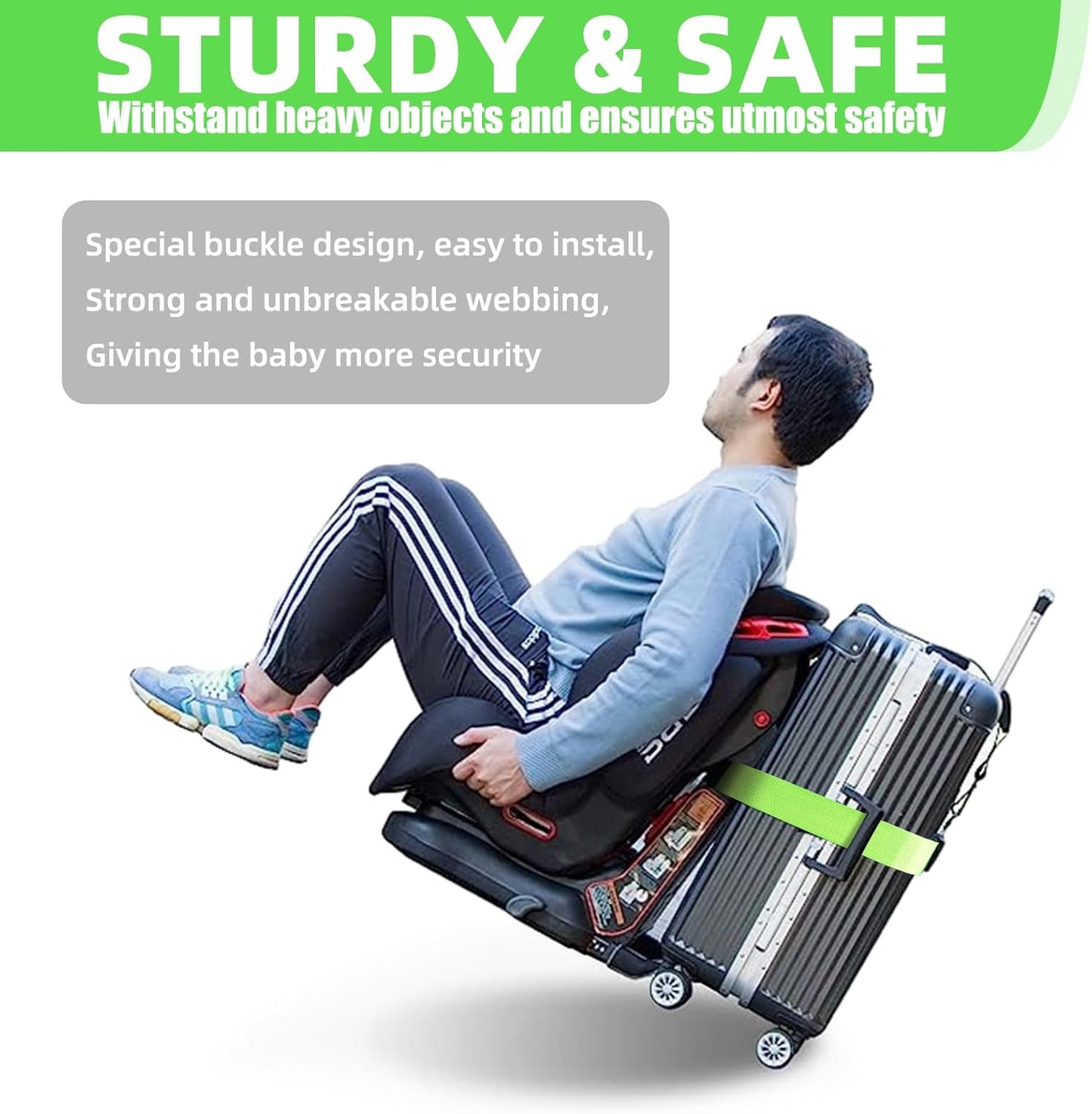 Car Seat Travel Belt to Suitcase,Car Seat Travel Strap to Convert Kid Car Seat and Carry-on Luggage into an Airport Car Seat Stroller,Safe Travel Solution for Transport