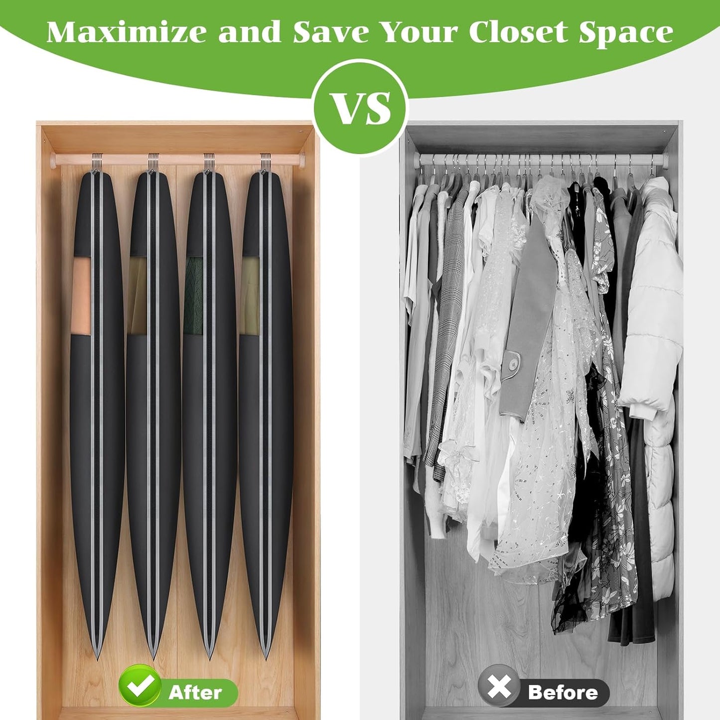 KEEGH Space Saving Hanging Garment Bag with Self Compression Zipper, 50 Inch Garment Bags for Hanging Clothes with Clear Window, Suit Bags for Closet Storage (2 Pack)