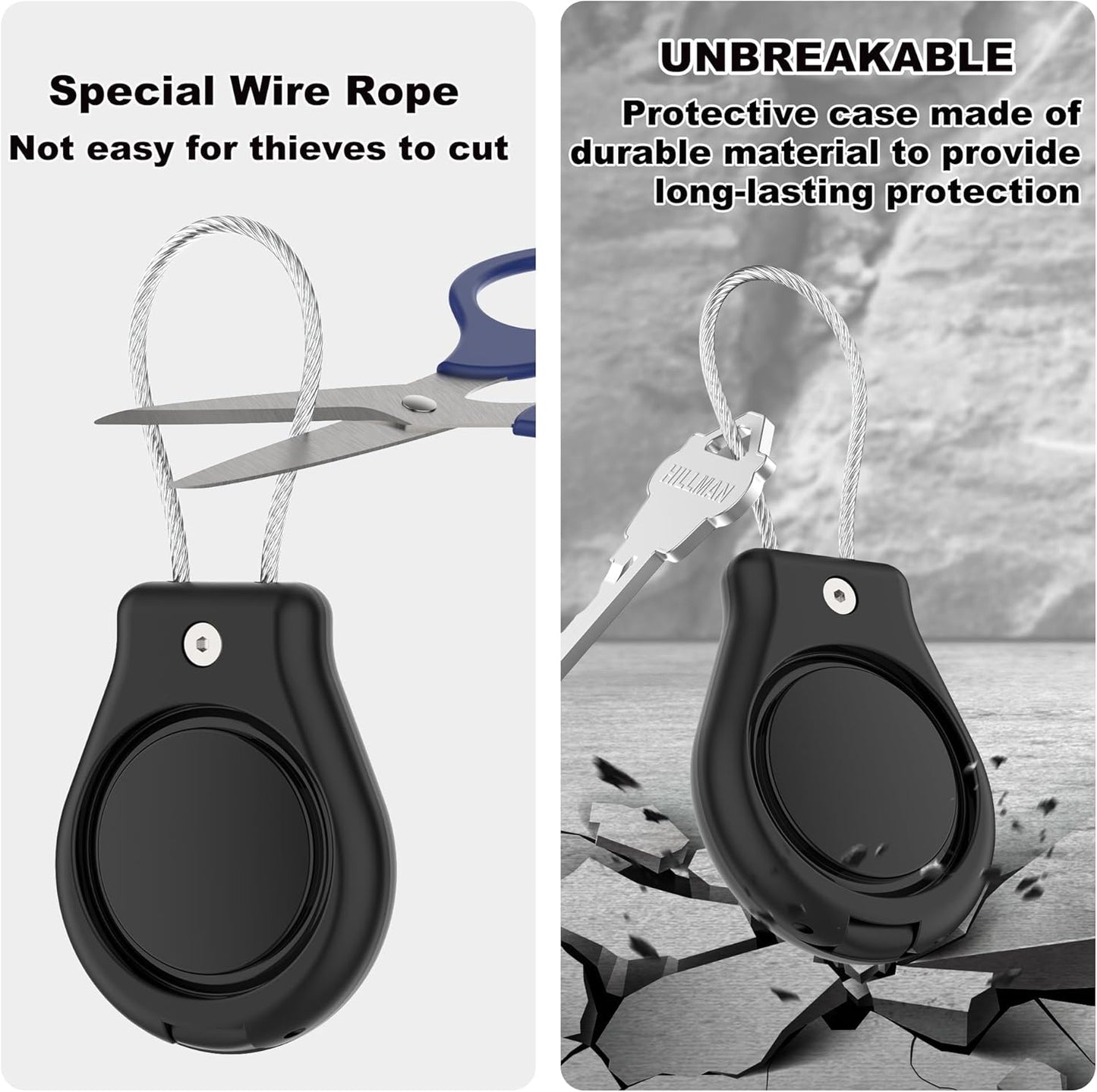 DDJ IPX8 Waterproof for Air Tag Lock Case with Wire Cable, Airtag Keychain Holder [2 Pack], Ultra Durable Anti-Lost Protective Case for Apple Airtags with Keyring for Luggage, Key, Backpack, Pet