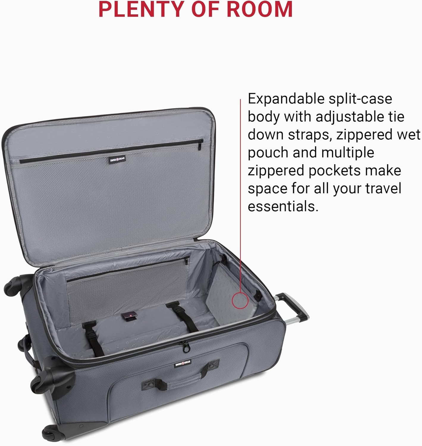 SwissGear Sion Softside Expandable Luggage, Dark Grey, 3-Piece Set (21/25/29)