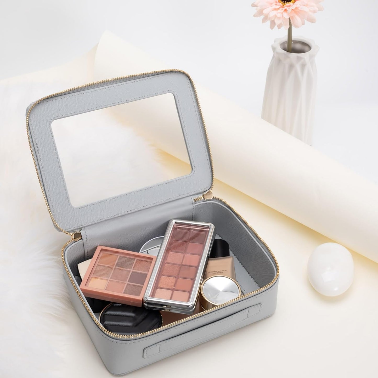 Aveniee Clear Makeup Bag Organizer,Large Travel Toiletry Bag for Women, Waterproof Cosmetic Pouch with Zippers,Car Organizers and Storage Case for Accessories,Blue