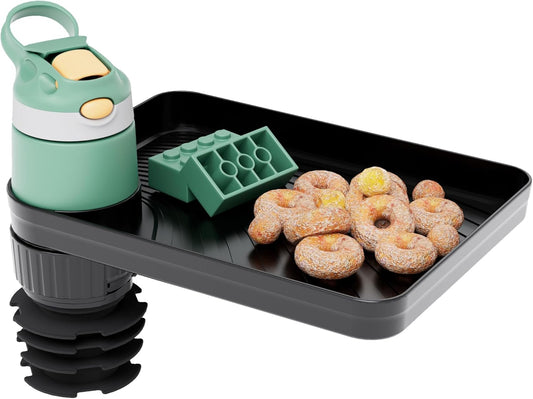 Upgraded Car Seat Tray for Kids Car Seat Tray with Expandable Base for Snacks, Toys, Books, Entertainment Kids Travel Essentials Fits 2.8''-3.2'' Cup Holders (1, Standard Base)