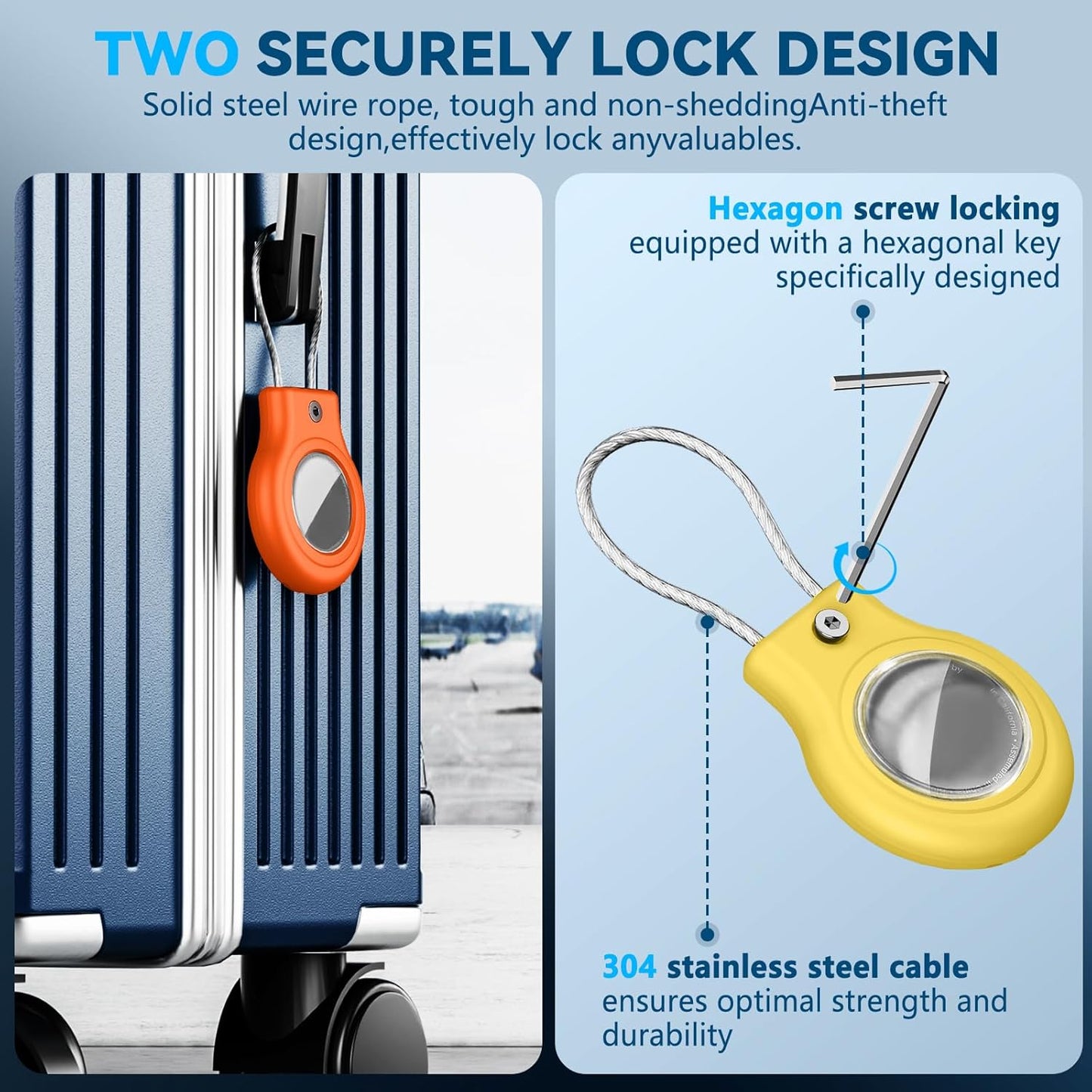 Waterproof Holder,4 Pack Case with Secure Lock, Keychain,Anti-Lost Protective Case Accessories for GPS Tracker Luggage,Key,Pet-Black/Blue/Orange/Yellow