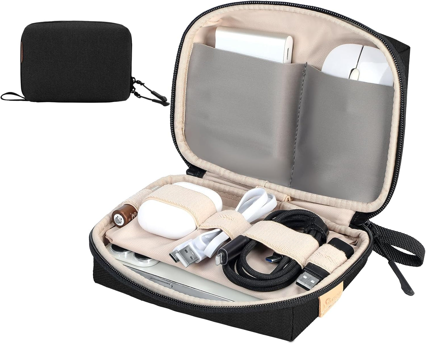Electronics Organizer Cord Organizer Travel, Small Tech Bag for Cords, Chargers, Power Bank, Earbuds – Portable Cable Pouch for Office, Business Trip, Commute – Water & Scratch-Resistant