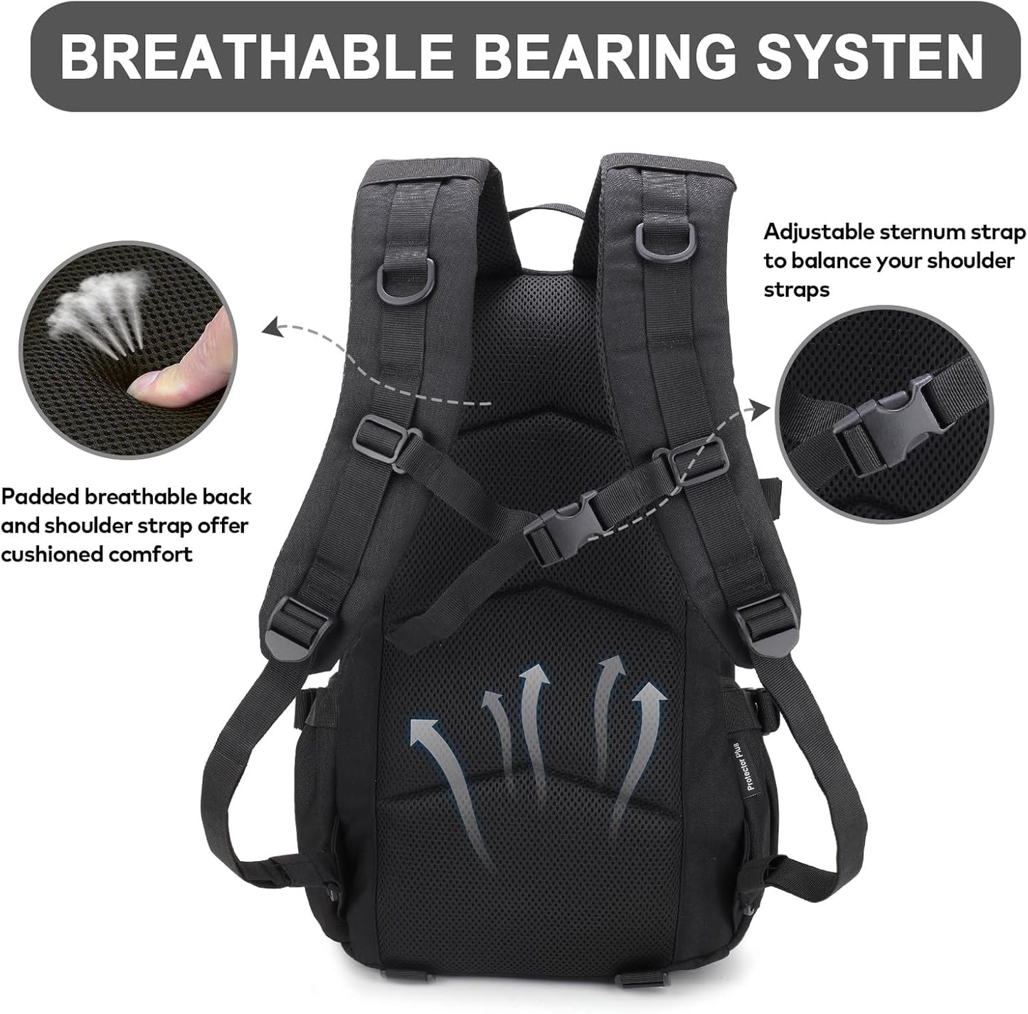 25L Hiking Backpack Small Tactical Backpack Daypack Camping Trekking Hunting Molle Pack for Men Women, Black