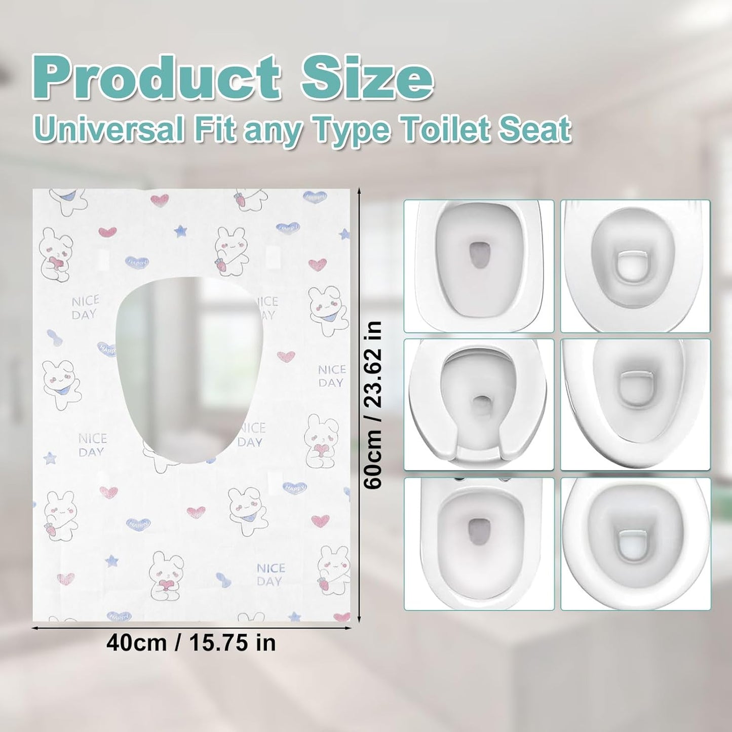 100 Pack Toilet Seat Covers Disposable, Portable Toilet Seat Cover for Travel Waterproof Potty Covers for Toddler(Individually Wrapped）