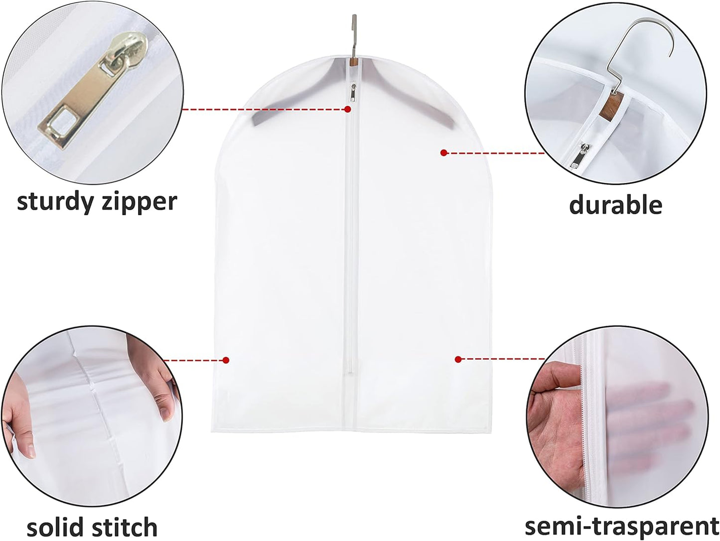 Plastic Garment Bags Clothing Storage Bags Hanging for Closet Storage Cloth Bags with Zipper for Suit,Dress, Coat Travel Closet Clear Garment Bags Dust Garment Cover-24"X31"/6 Pack