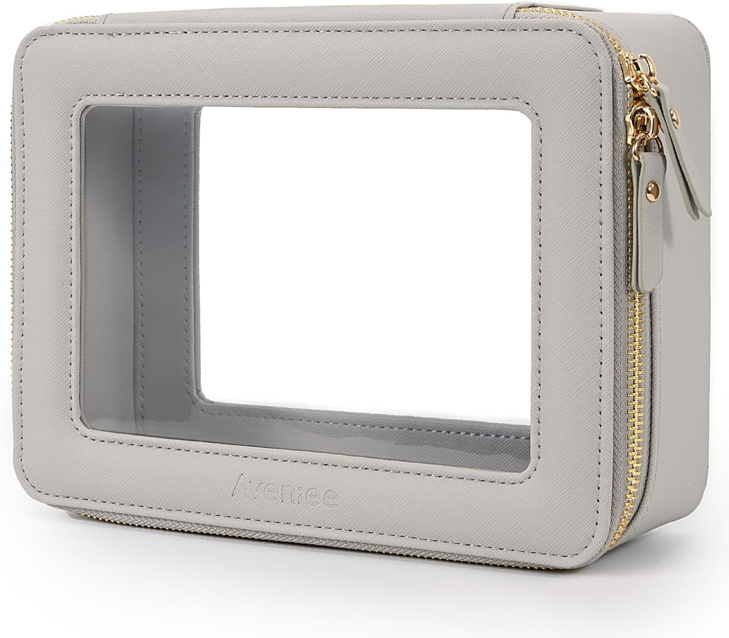 Aveniee Clear Makeup Bag Organizer,Large Travel Toiletry Bag for Women, Waterproof Cosmetic Pouch with Zippers,Car Organizers and Storage Case for Accessories,Grey