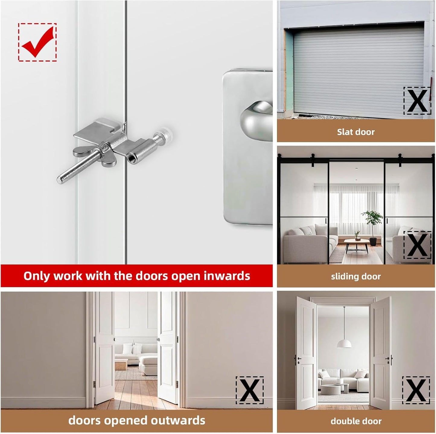 2 Pack 120dB Travel Door Stopper Alarm & Portable Door Lock, 3-Level Sensitivity Adjustable Travel Security Wedge for Hotel Home Apartment Dorm