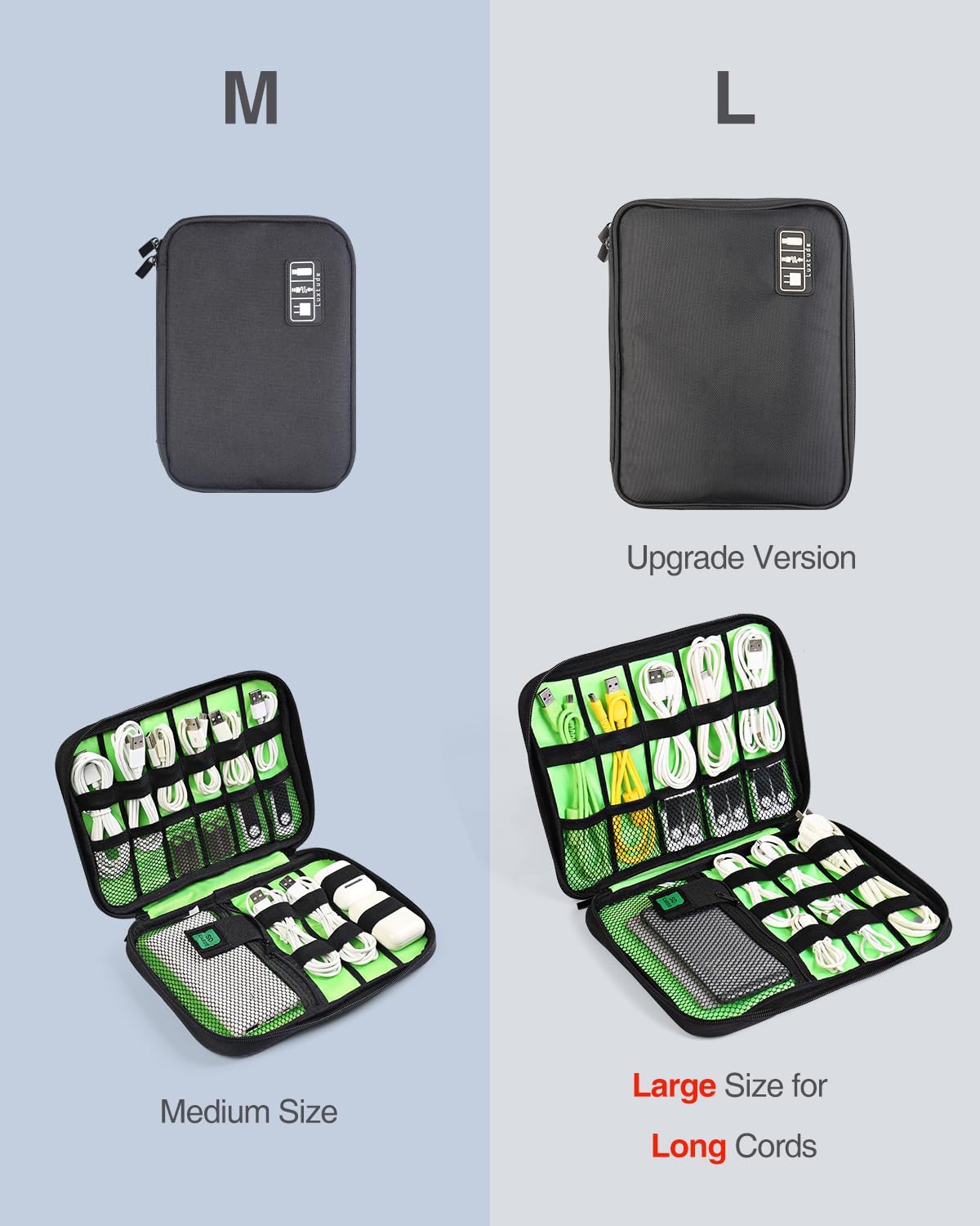 Luxtude Electronics Organizer Travel Case, Cable Organizer Bag, Portable Cord Organizer Travel, Travel Case for Chargers and Cords, Tech Bag, Flying Trip Essentials for Cable Storage/Tech Storage