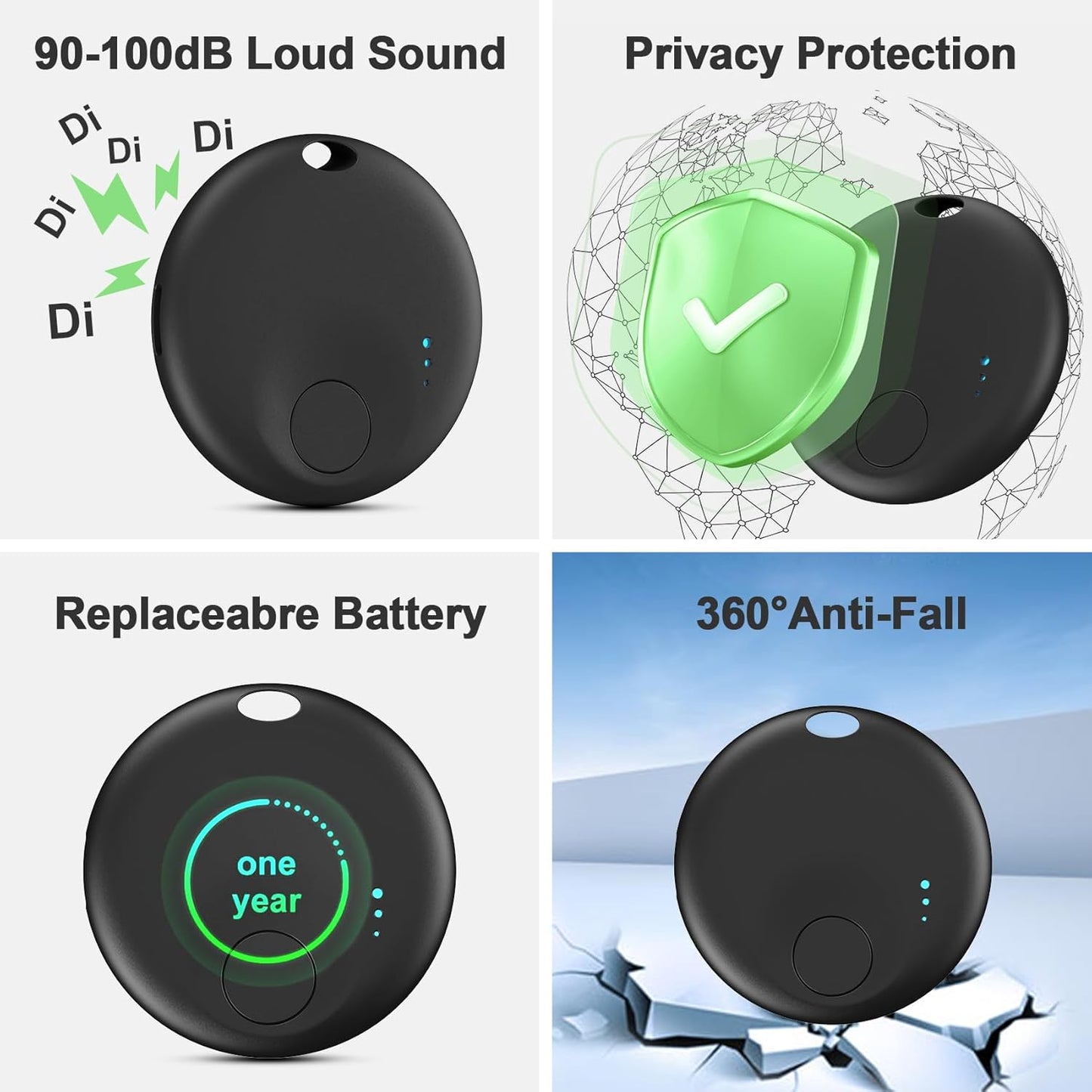 Air Tag for Android or iOS, Air Tags-4 Pack Smart Tag, Dual System Both iOS and Android Tracker Tags, Find My or Google'S Find Hub App, Keys Finder Item Locator for Wallets, Suitcases (Black)