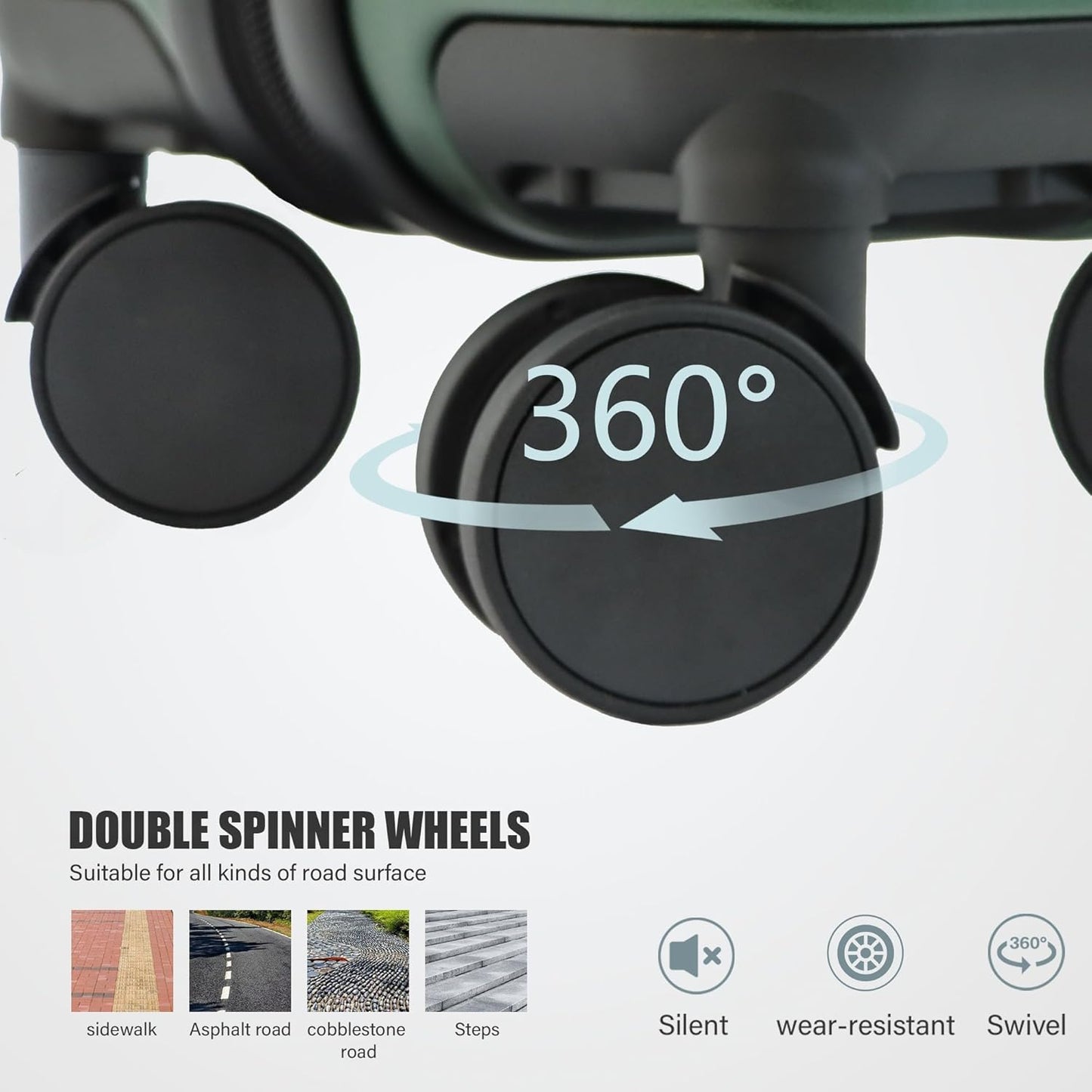 buy 0ne get 0ne free! 20 Inch Expandable Carry on Luggage PC Hard Shell TSA Suitcase Top Opening 360°Rolling Wheels Travel Luggage Suitcase(Green)