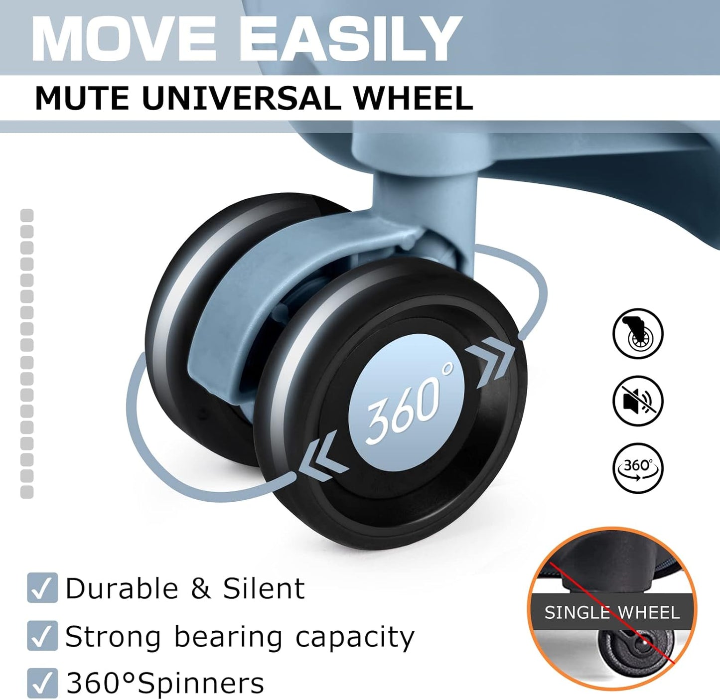 AnyZip Luggage Aluminium Frame Suitcase Hard Shell TSA Lock No Zipper 28In Haze Blue