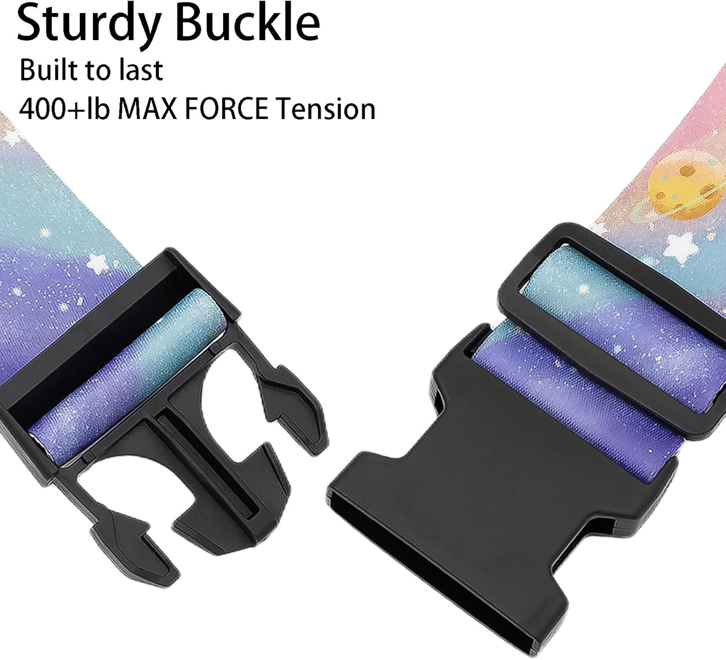 Milky Way Galaxy Luggage Straps for Suitcases, Adjustable Luggage Travel Belt to Keep Luggage Security While Travel, Strong Polyester Fabric, Easy-to-Recognize Stylish Design Travel Essentials, 2 Pack