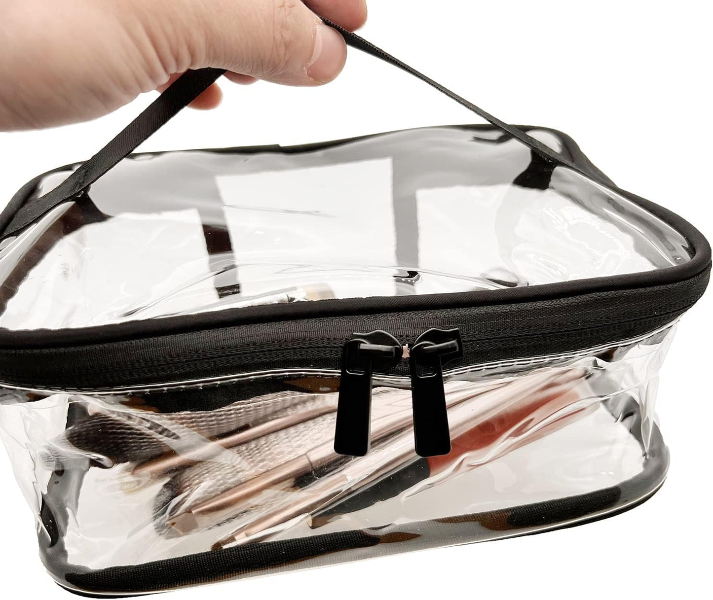 Clear Makeup Bags, 2 Pcs Transparent Cosmetic Bags, Black