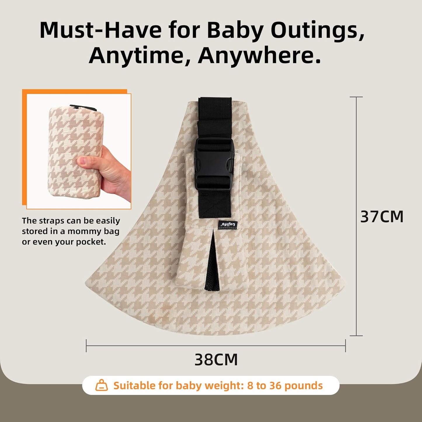 Baby Sling Carrier Newborn to Toddler, 2025 Upgraded Houndstooth Baby Sling Toddler Carrier, Premium Cotton Linen Adjustable Shoulder Strap