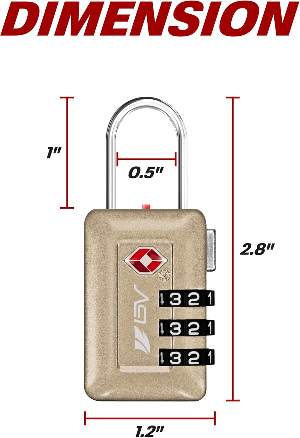 BV TSA Accepted Luggage Travel Lock, Set-Your-Own Combination Lock for School Gym Locker, Luggage Suitcase Baggage Locks, Filing Cabinets, Toolbox, Case (Champagne Gold, 2 Pack)