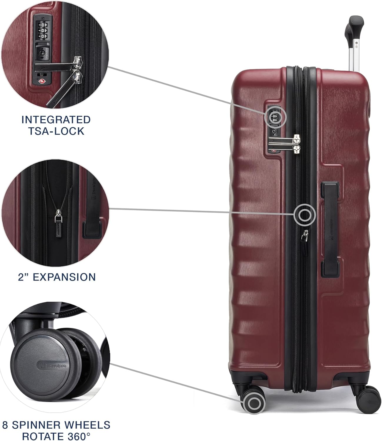 Travelpro Maxlite Air V2 Hardside Expandable Checked Luggage, 8 Spinner Wheels, Lightweight Hard Shell Suitcase, TSA lock, Cabernet, Checked Medium 25-Inch