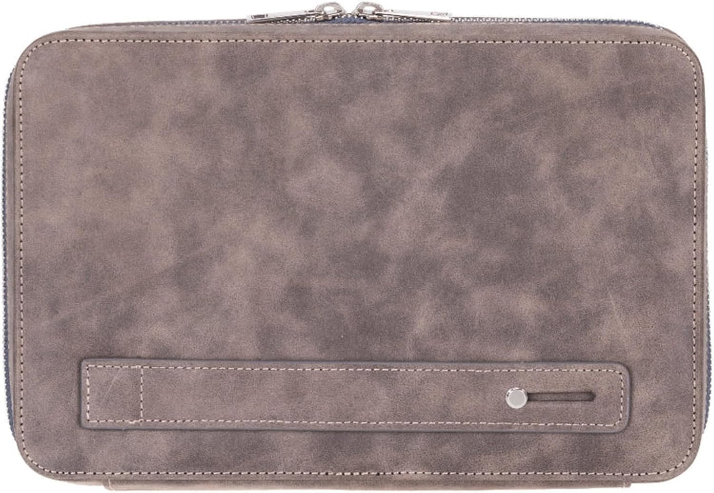 Medicine Handmade Leather Cable Organizer Bag – Full-Grain Leather Travel Tech Case for Cords, Chargers & Accessories – Zippered Storage for Men & Women (Gray)