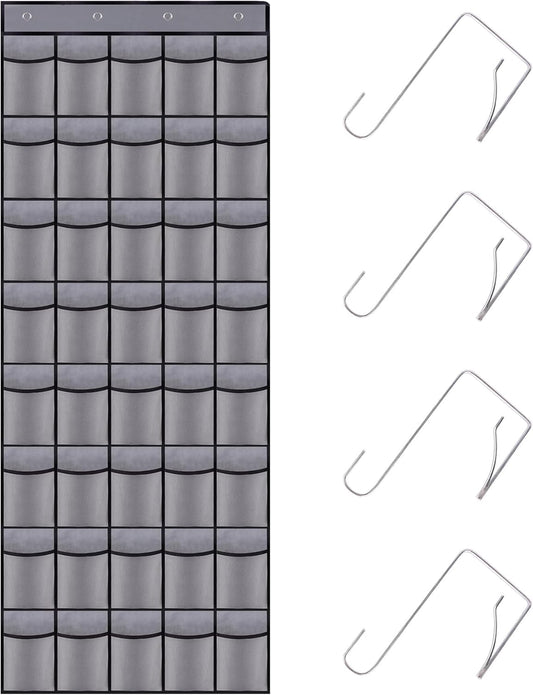 40 Mesh Pocket Over the Door Shoe Organizer,Hanging Shoe Rack for Closet Storage Holder for Dorm Room College Classroom Storag(Grey)