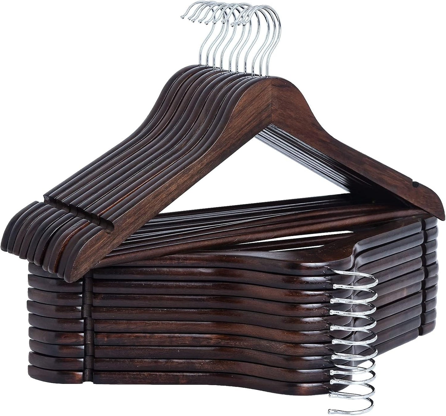 StorageWorks Wooden Hangers 20 Pack, Wood Coat Hanger for Coats, Shirts, Jackets, Pants, Suits, Walnut Color