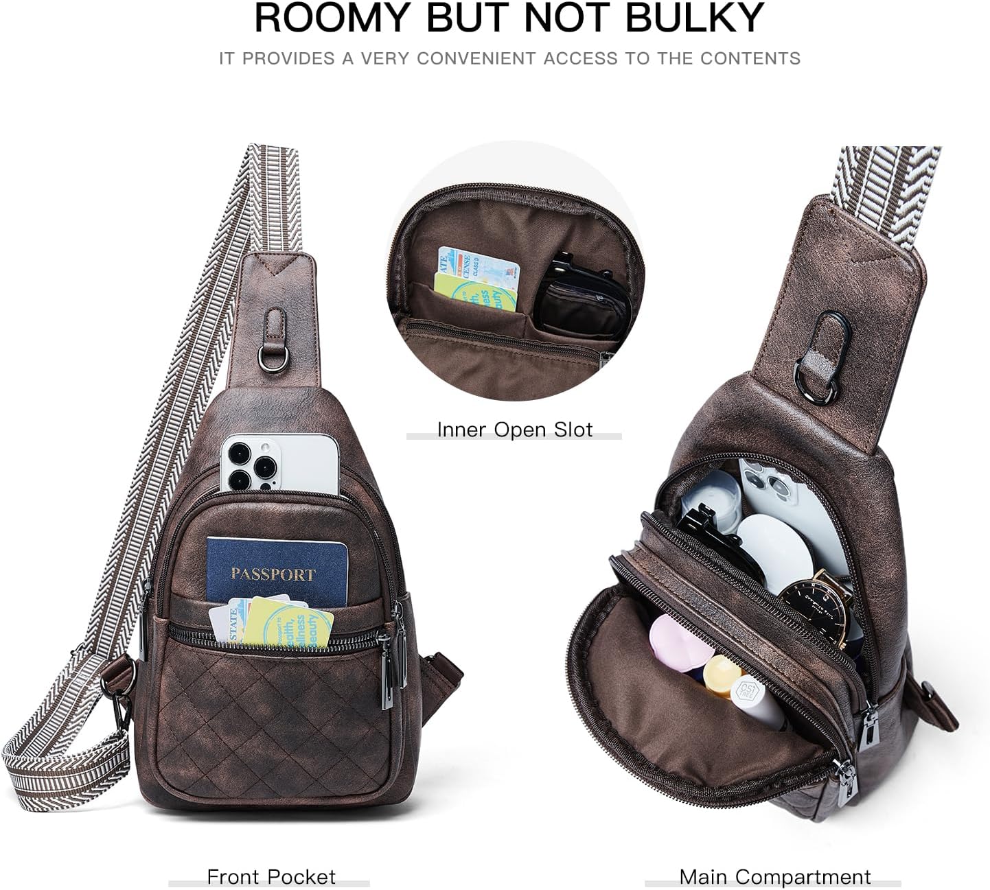 Sling Bag For Women Fanny Pack Crossbody Travel Shoulder Belt Bags Tote Backpack Purse Faux Leather