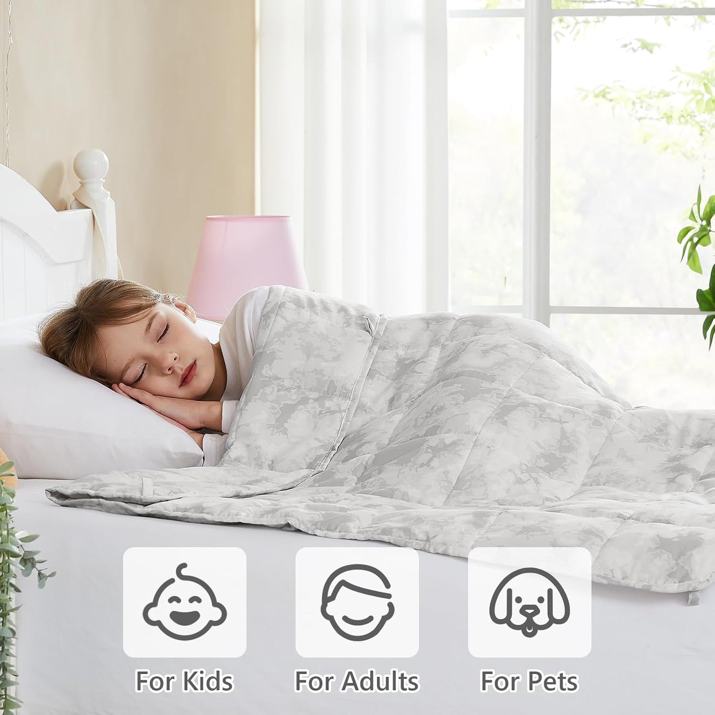 L'AGRATY Weighted Blanket - 40"x60" 7lbs Cooling Breathable Microfiber Material with Glass Beads Small Blanket for All-Season Summer Fall Winter Soft Thick