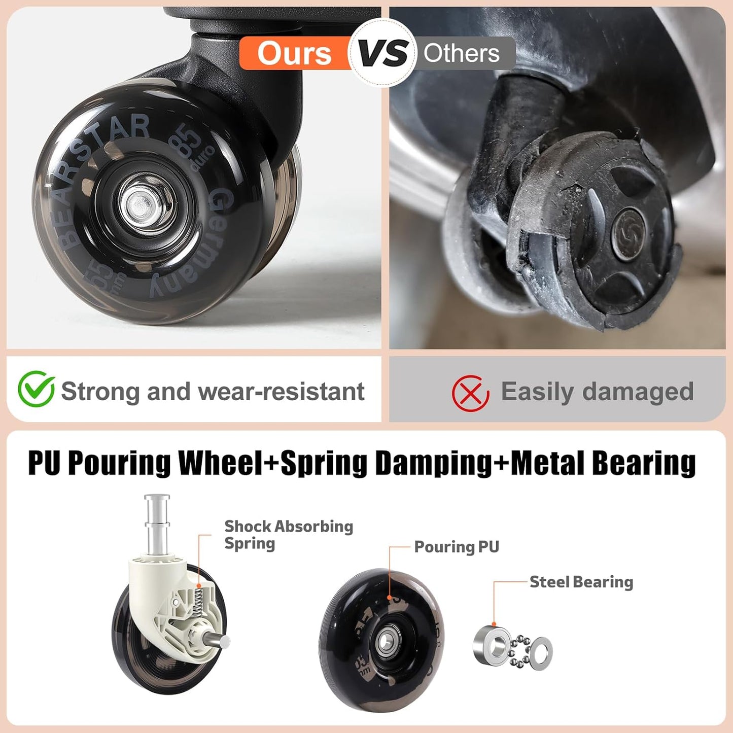 Aluminium Frame Carry on Luggage with Smooth Jelly Wheels, Hardside Zipperless Rolling Suitcase with TSA Lock (Pure Black, 21-Inch)