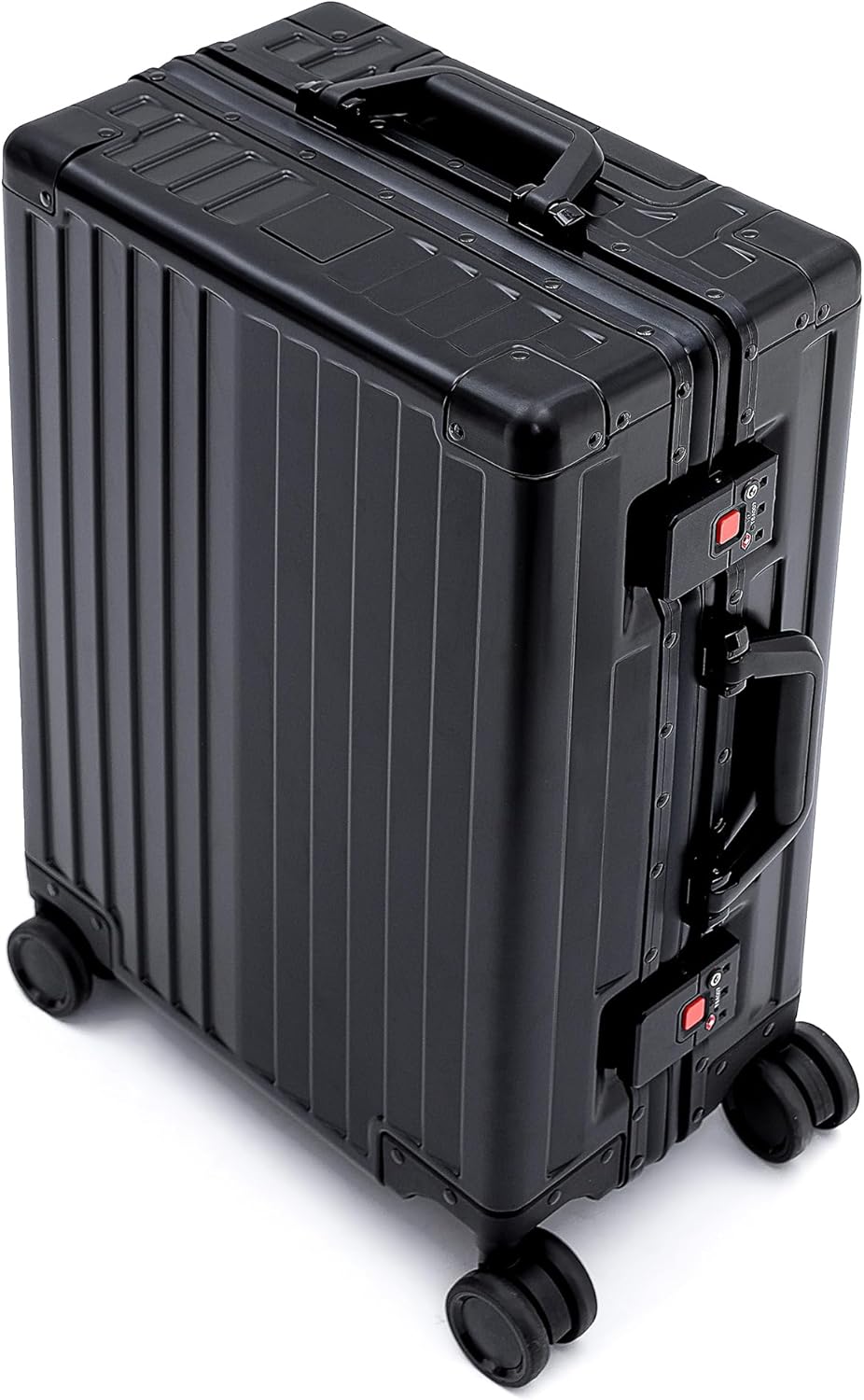 YYW Aluminum Carry-On Luggage Airline Approved Lightweight Suitcase with TSA Lock and Silent Wheels, Hardshell Spinner Business Travel (Black, 24in)