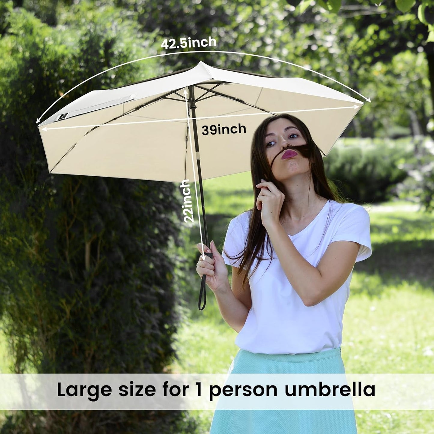 G4Free 43 Inch Travel Umbrella Ultralight UPF 50+ UV Protection Compact Sun Umbrella, Double Canopy Super Slim Small Portable Automatic Anti-bounce Close