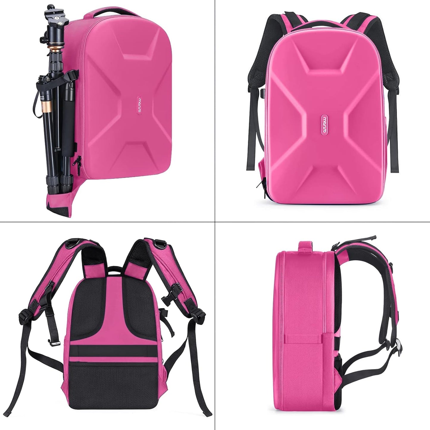 MOSISO Camera Backpack, DSLR/SLR/Mirrorless Photography Camera Bag 15-16 inch Waterproof Hardshell Case with Tripod Holder&Laptop Compartment Compatible with Canon/Nikon/Sony, Rose Red