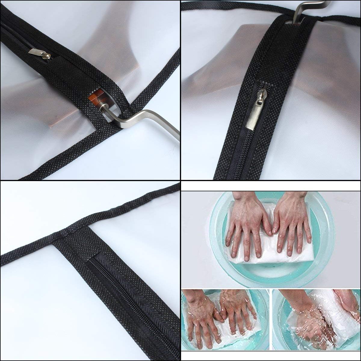 Garment Bag Black Side Breathable Clear Full Zipper Bags for Clothes Storage (24'' x 40'', Black + Balls)