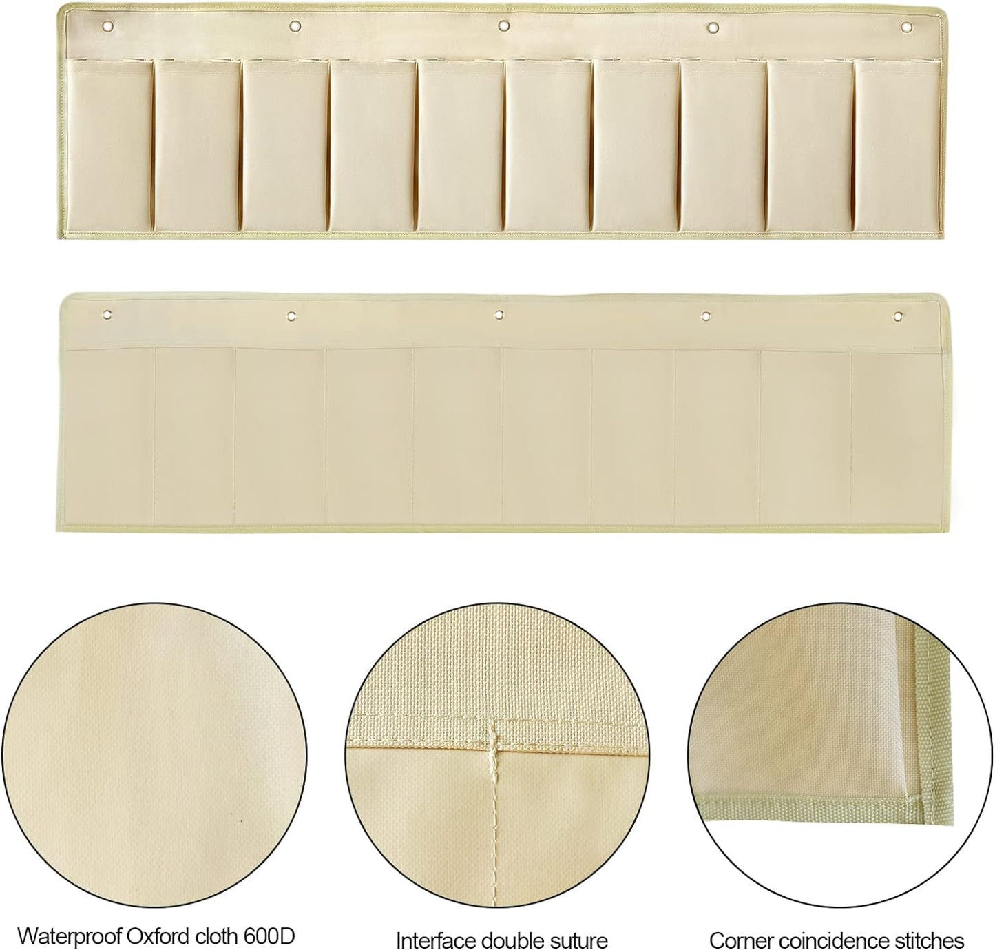 RV Shoe Pockets 10 Pockets Heavy Hanging Bedside Storage Organizer with Sturdy Hooks Storage Pockets Hangs on bed for Shoes Toys and Tool Accessories