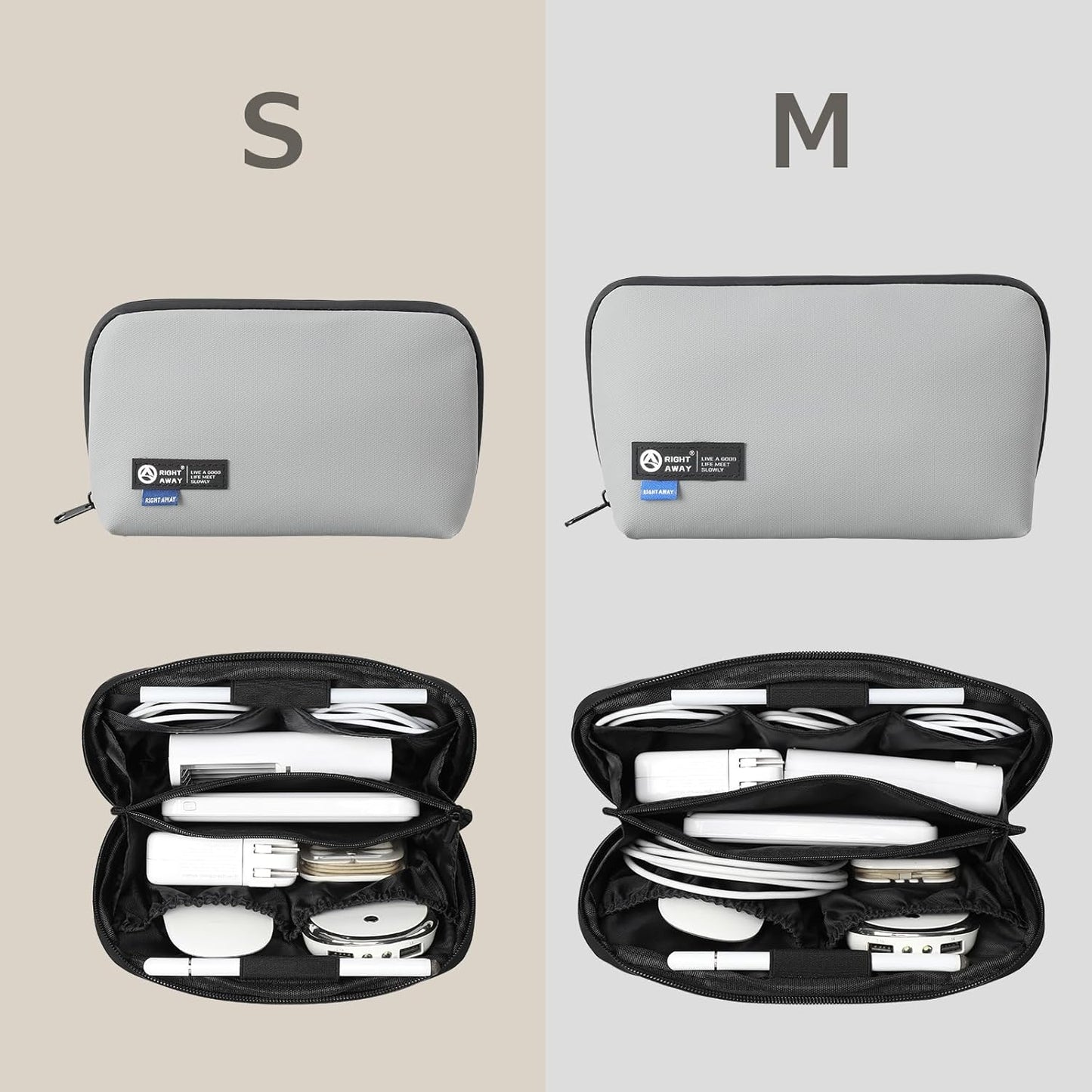 RIGHT AWAY Electronic Organizer,Waterproof Travel Accessories Storage, Tech Pouch for Cord, Power bank, Airpods, Daily Items