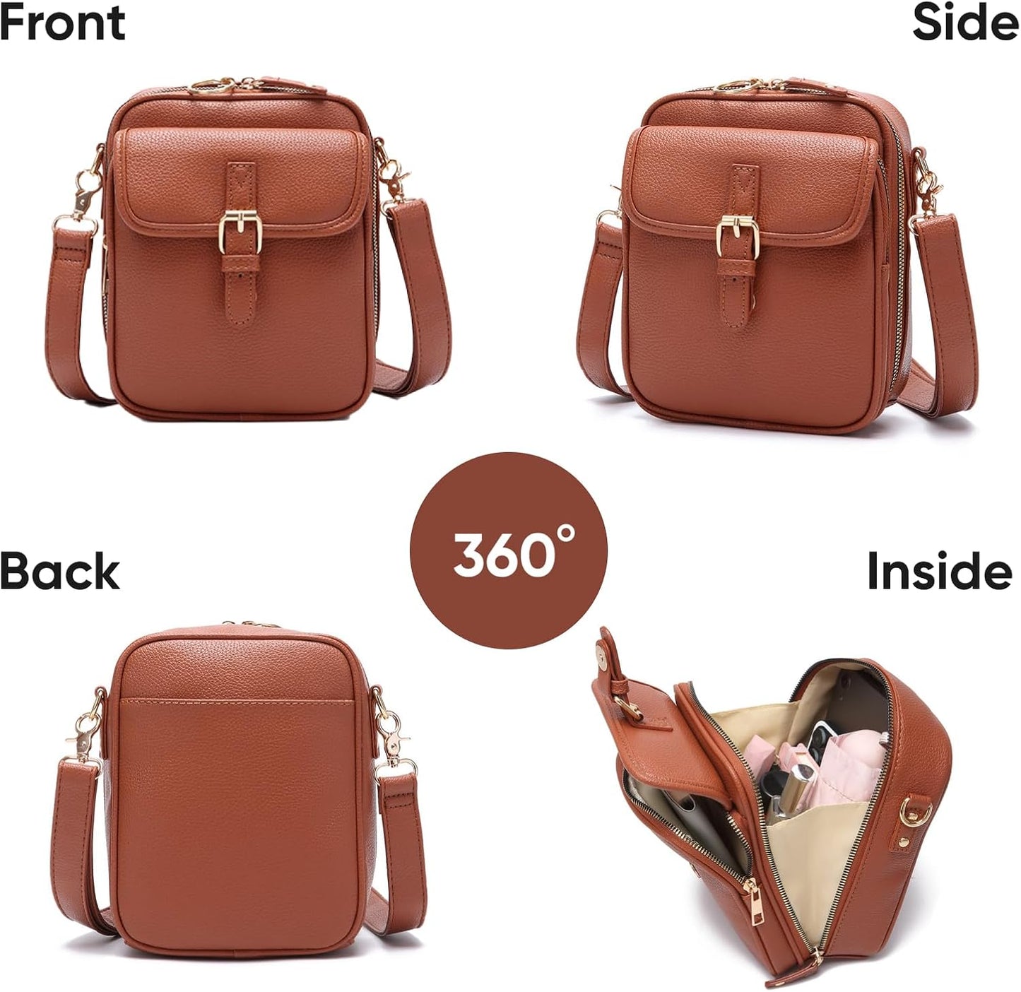 1060 Leather Crossbody Bags for Women Anti-Theft Vegan Purse with Card Slots, Travel Shoulder Bag, Waterproof Crossbody Purse
