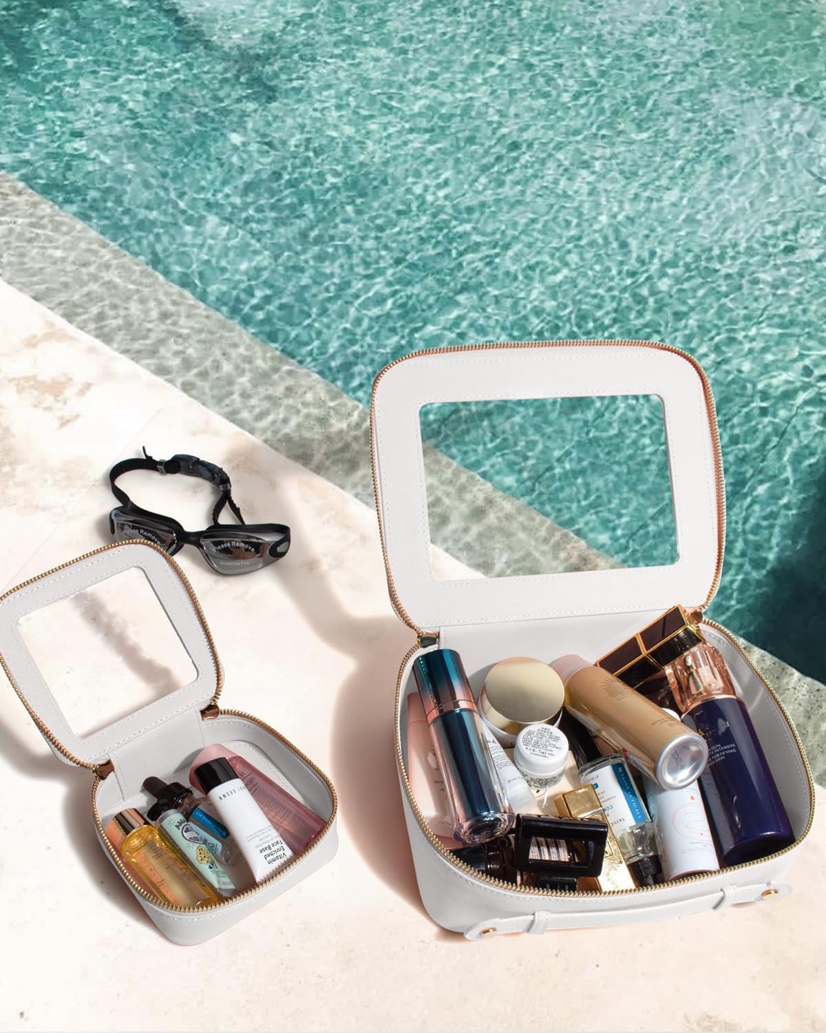 Clear Makeup Bag Small, TSA Approved Portable Toiletry Bag with Zipper Cosmetic Travel Bag Makeup Organizer Case Mini Makeup Pouch for Purse Car Organizer Bag for Women Men