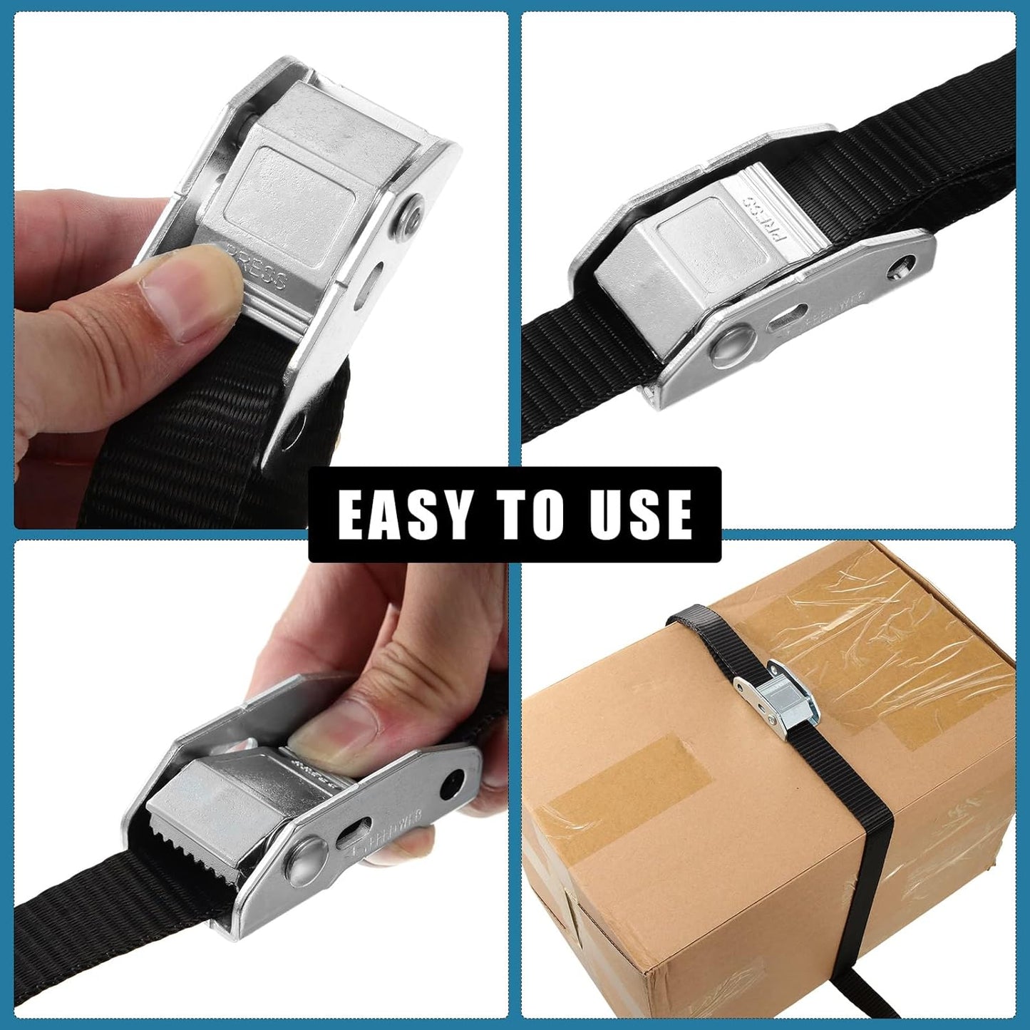 16 Pcs Cambuckle Tie Down Straps 1763lbs Break Strength Securing Straps 1'' x 15 ft Cambuckle Tie Downs with S Hook for Motorcycle, Kayak, Car, Truck, Boat Moving, Securing Cargo(Black)