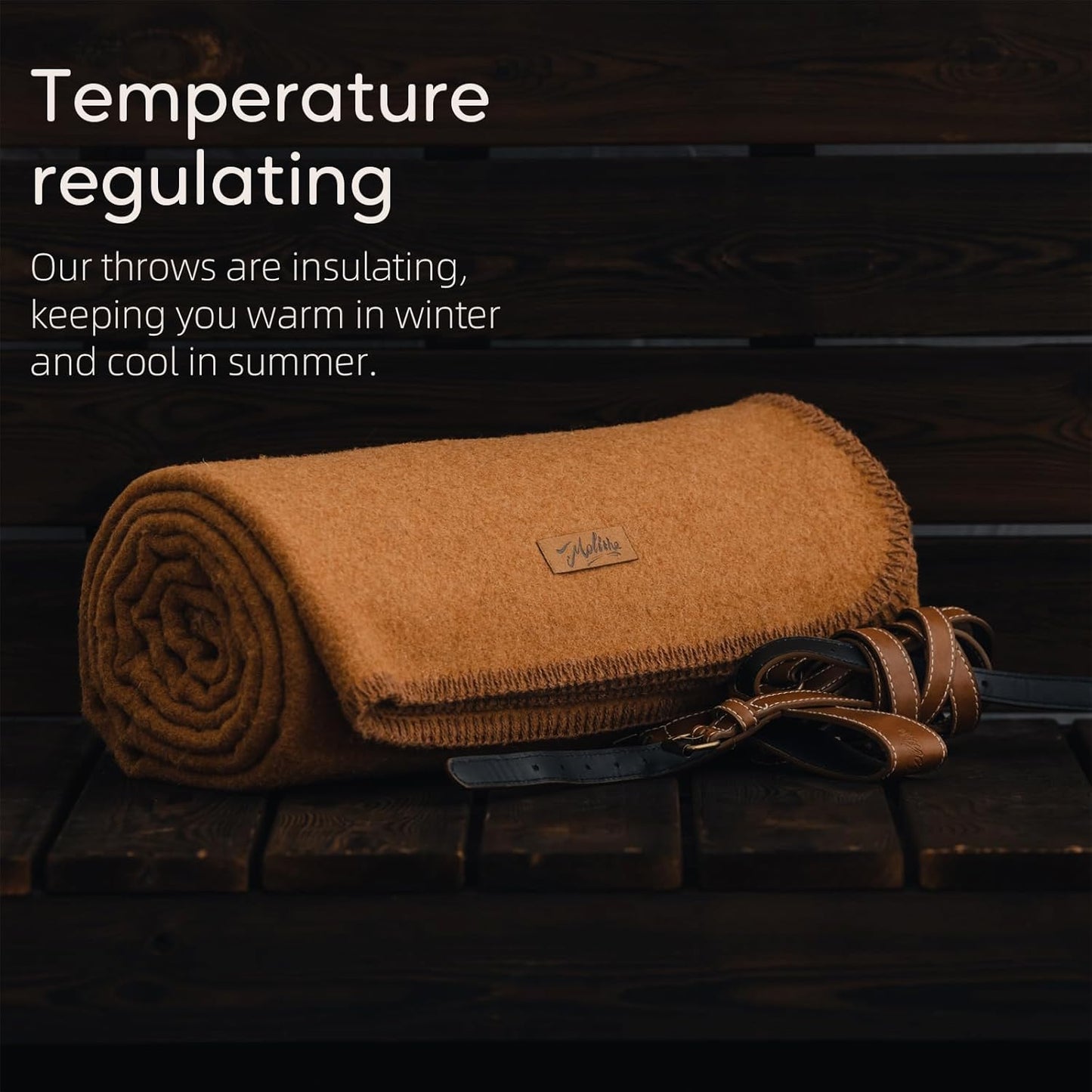 100% Wool Blanket, 62" x 86", Warm, Thick, Washable, Military Wool Blanket, Great for Camping, Outdoors, Sporting Events, Survival Kits, Dark Camel