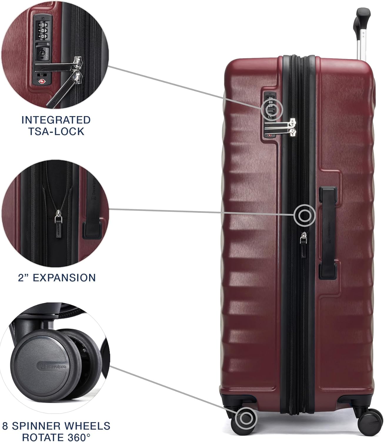 Travelpro Maxlite Air V2 Hardside Expandable Checked Luggage, 8 Spinner Wheels, Lightweight Hard Shell Suitcase, TSA lock, Cabernet, Checked Large 28-Inch