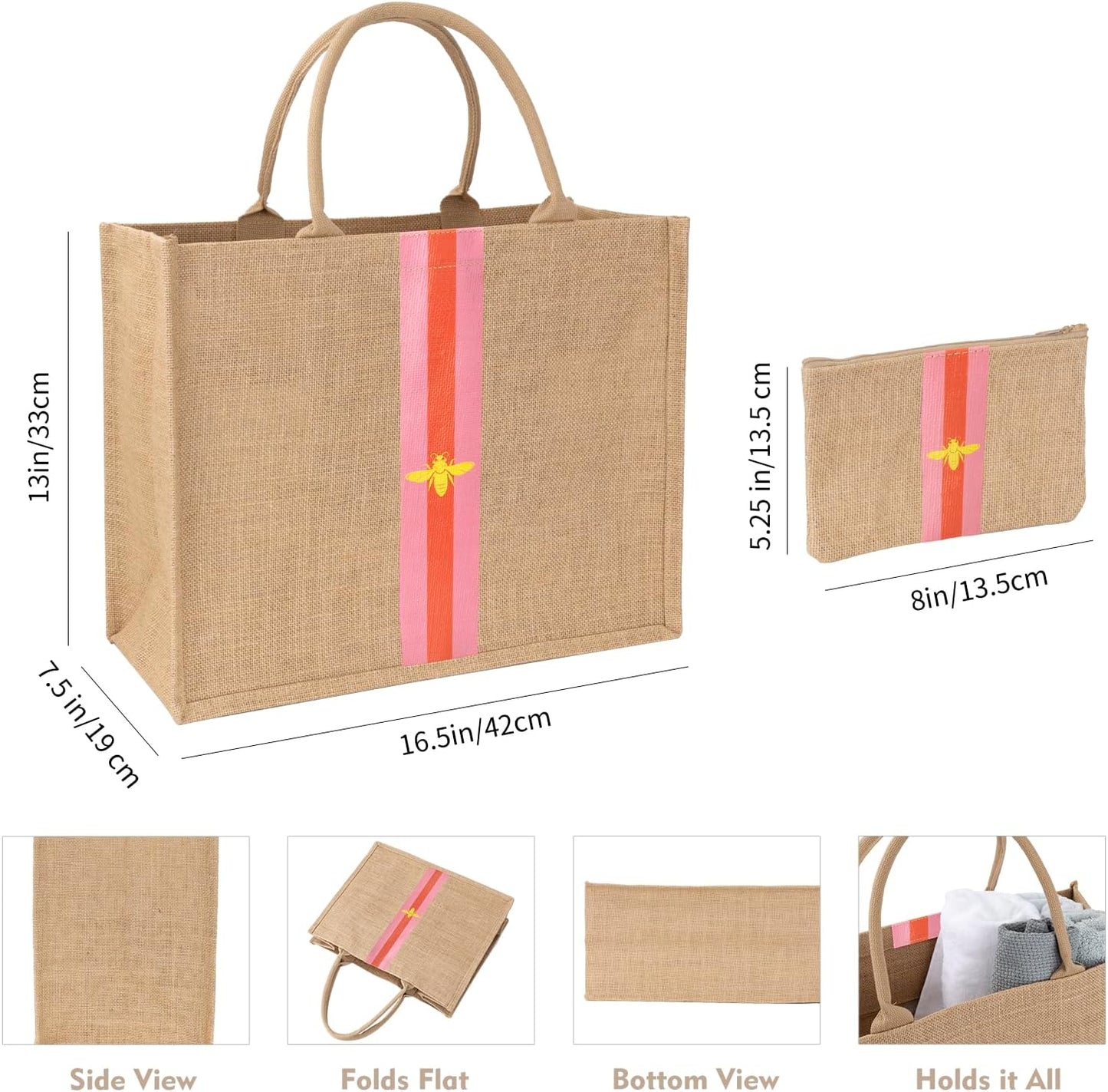 Large Beach Bag Jute Woven Tote
