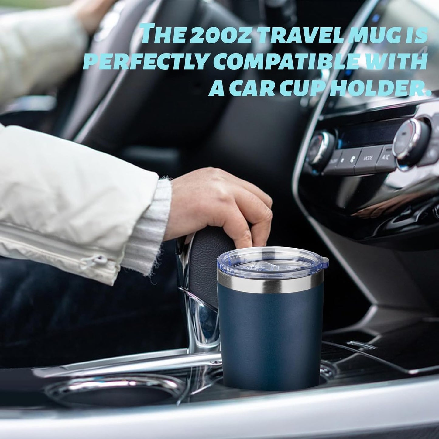 20oz Tumbler with Straw and Brush, Stainless Steel Vacuum Insulated tumbler, Double Wall Insulated Coffee Tumbler for Outdoor, Home, Travel,Office (Navy blue,1pcs)