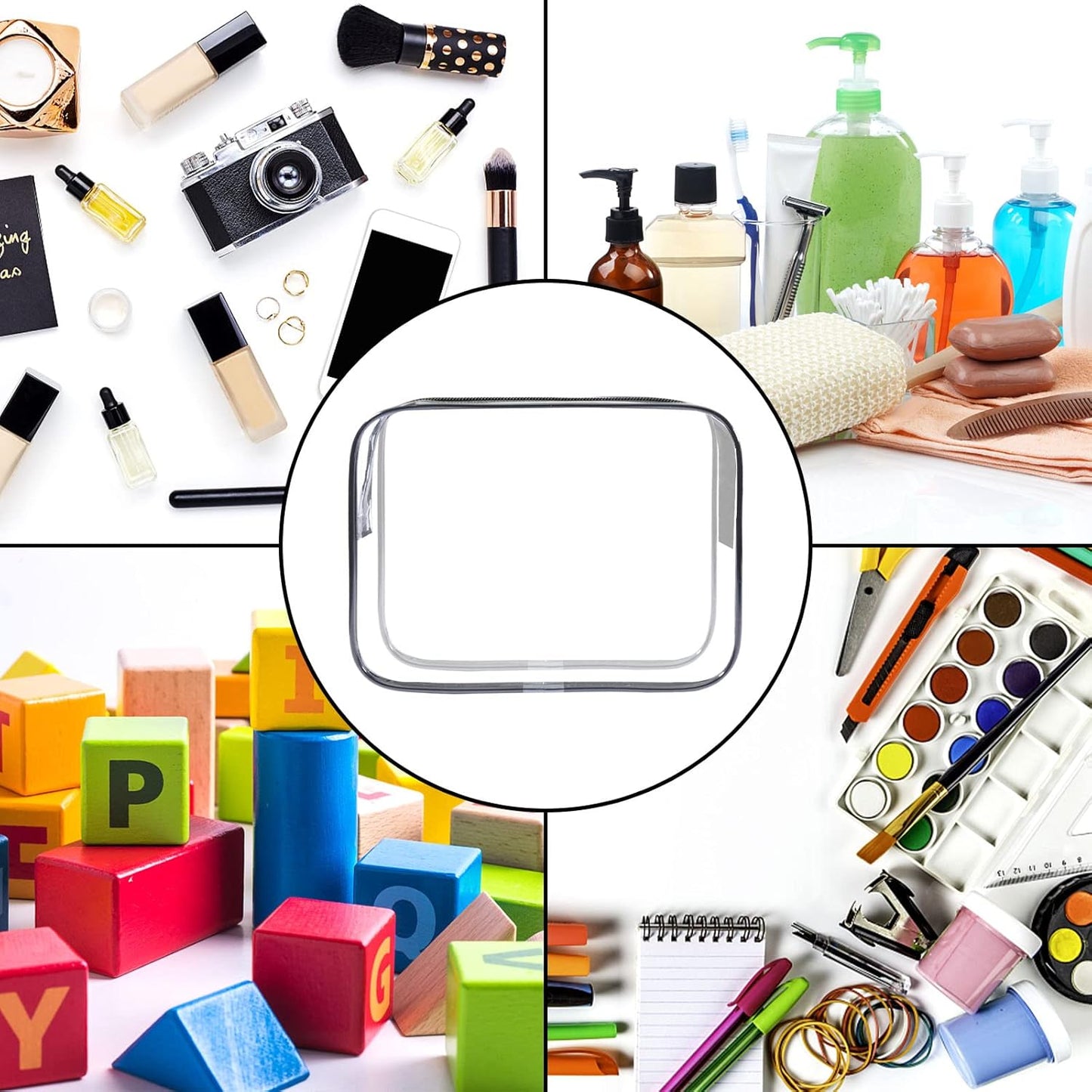 Lermende 2pcs Clear Toiletry Bag TSA Approved Travel Bag,Carry On for Travel,Airport Airline Accessories Compliant Bag,Quart Sized Makeup Cosmetic bag Women Men (Transparent Black, 3 Pack)