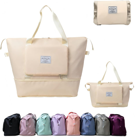 Large Capacity Foldable Travel Bag, Expandable lightweight Carry on Bag, Dry with Wet Separation Spor Duffel Bags