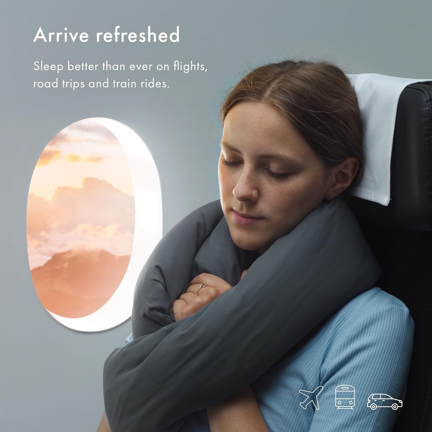 Huzi Infinity Pillow - Home Travel Soft Neck Scarf Support Sleep (Terracotta)