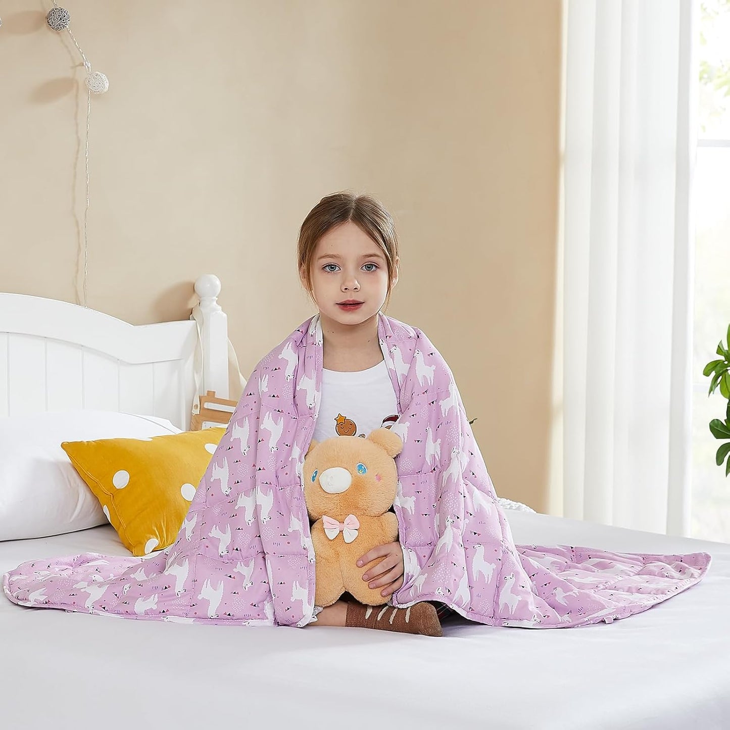 L'AGRATY Weighted Blanket - 40"x60" 7lbs Cooling Breathable Weighted Blanket Microfiber Material with Glass Beads