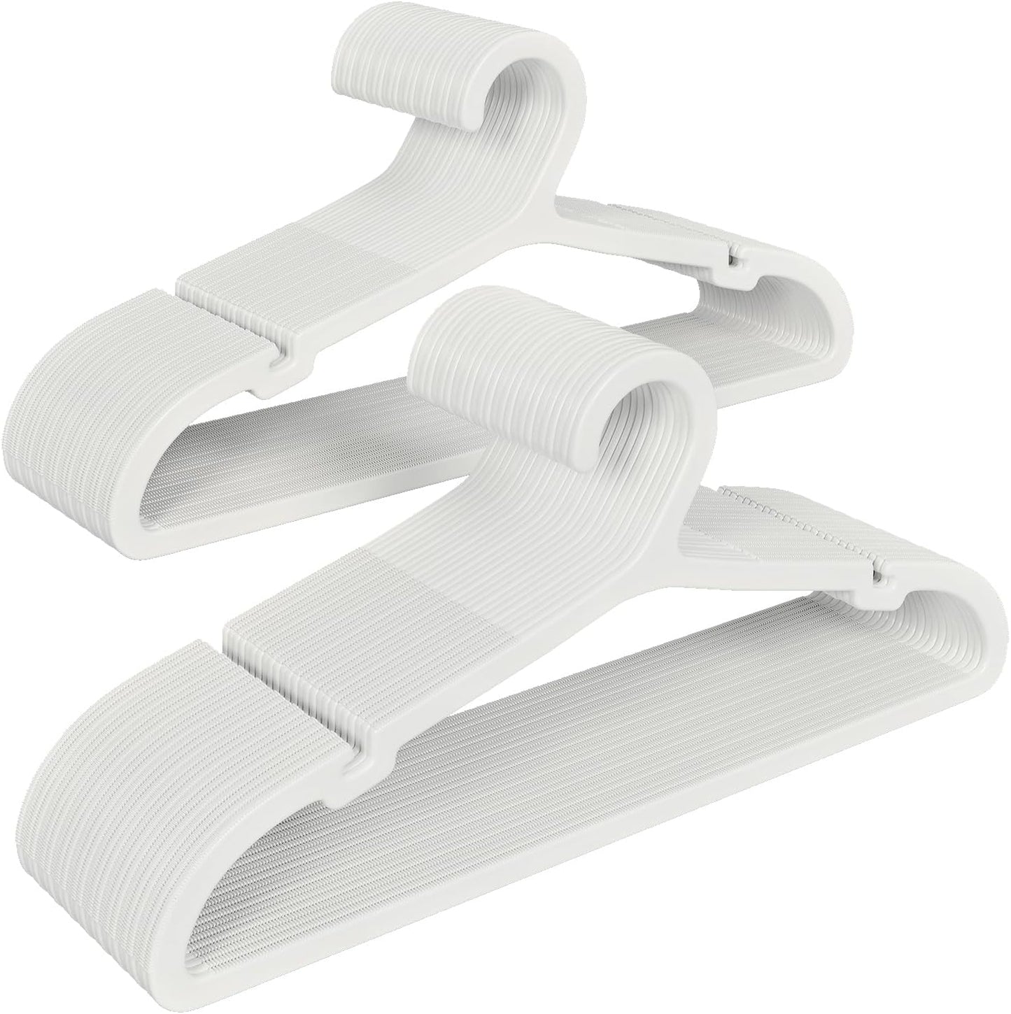 50 Pack Clothes Hangers, Non Slip Plastic Coat Hangers, Space Saving Hangers, Heavy Duty, Hanging Dry Wet Clothes, 16.4" x 8.3", White, UAPY0550W