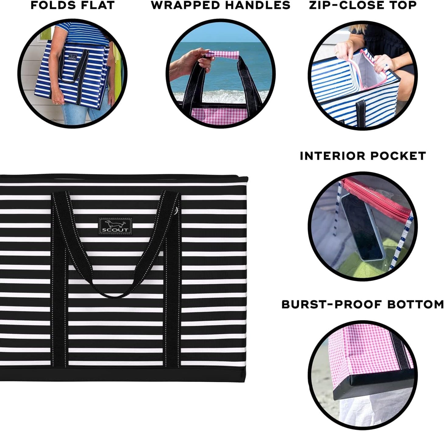 SCOUT 4 Boys Zip Tote XX-Large - Durable Lightweight Bag for Beach, Pool, Family Travel, Storage - Water-Resistant, Zips Shut