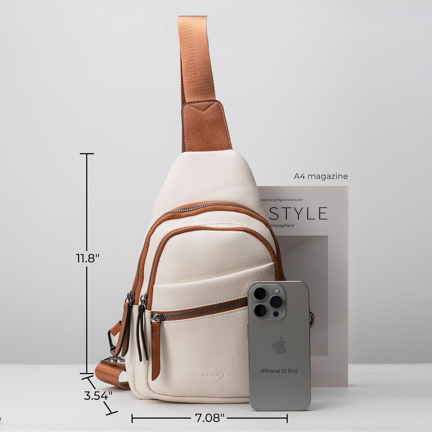 Alldaily Large Sling Bag for Women Crossbody Purse Leather Fashionable Trendy Chest Bag for Travel, Fanny Pack (White)