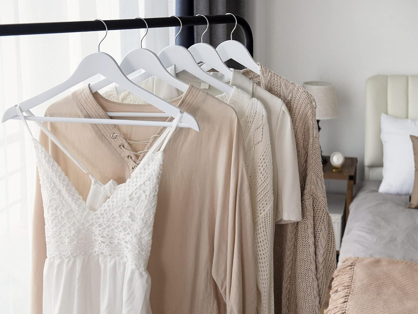 StorageWorks Wooden Hangers, Wood Coat Hanger for Coats, Shirts, Jackets, Pants, Suits, White Color, 20 Pack